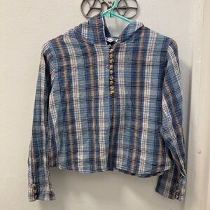 Vintage Code Bleu hooded crop top